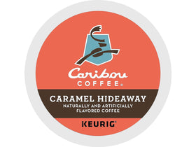 Caribou Hideaway caramel steaming cup fills the air with warmth.