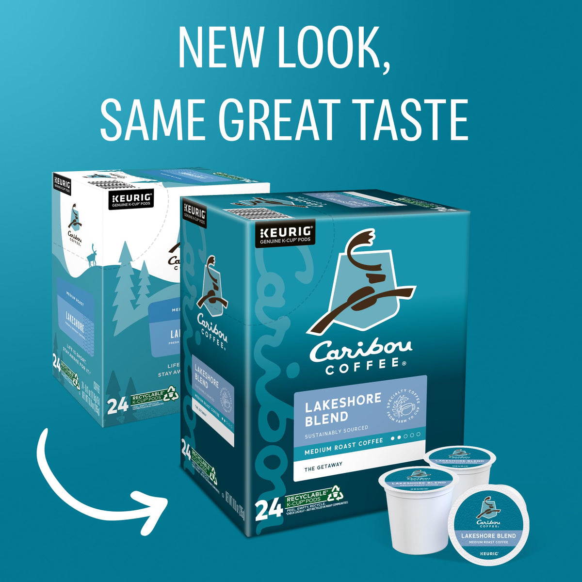 Caribou Coffee Lakeshore Blend cup steaming with inviting aroma.