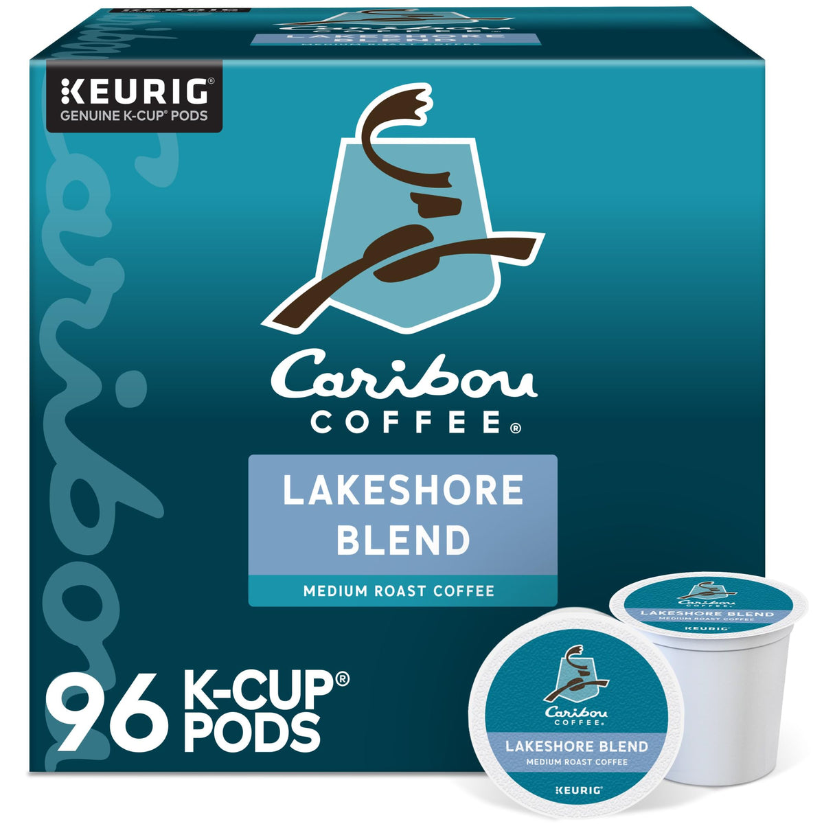 Caribou Coffee Lakeshore Blend pack front showing the medium roast.