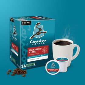Keurig-compatible Caribou Mahogany Blend K-Cups for fast, convenient coffee.