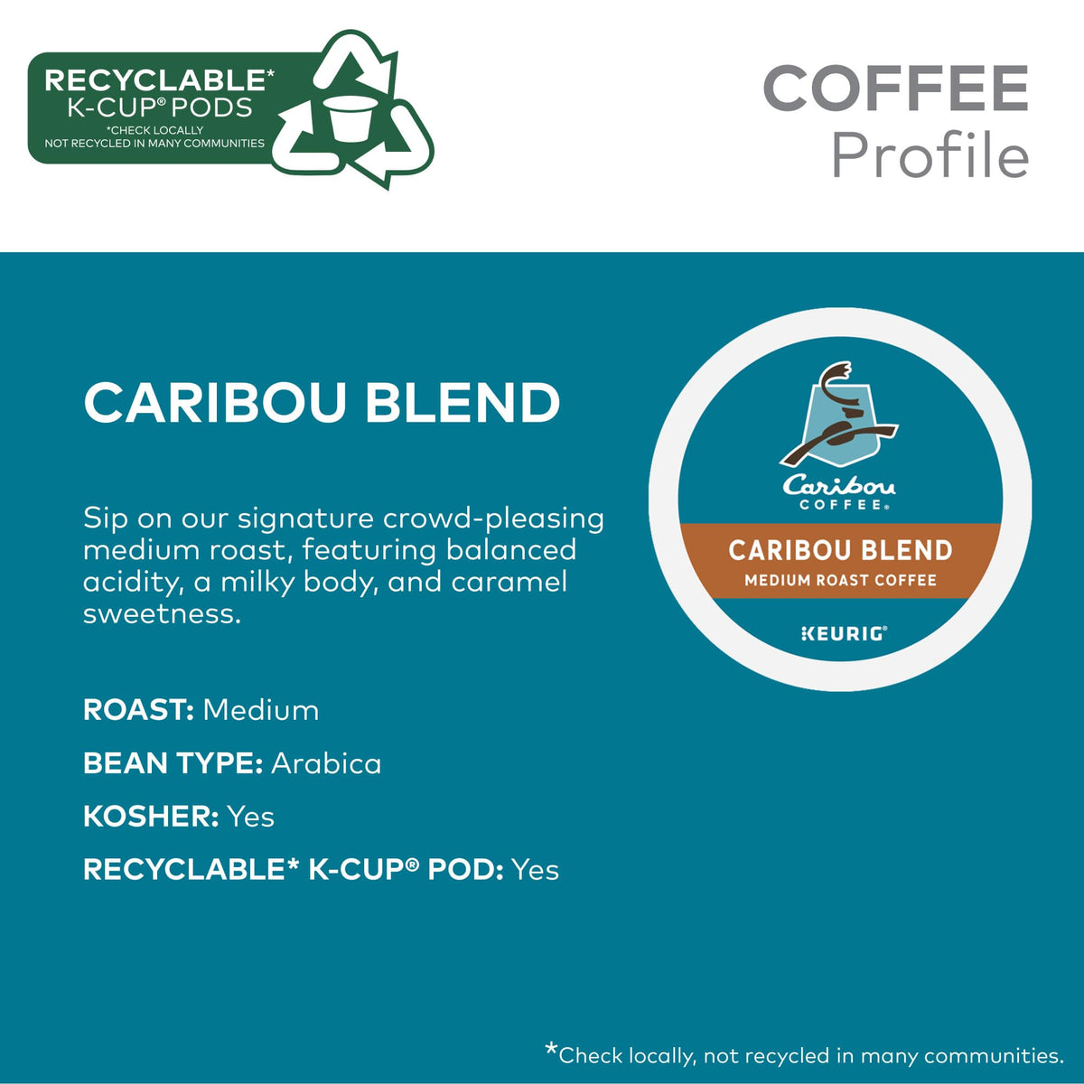 Caribou Coffee Mahogany Blend pod—rich dark roast with vanilla and spice