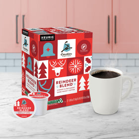 Caribou Coffee Reindeer Blend holiday moment at the counter.