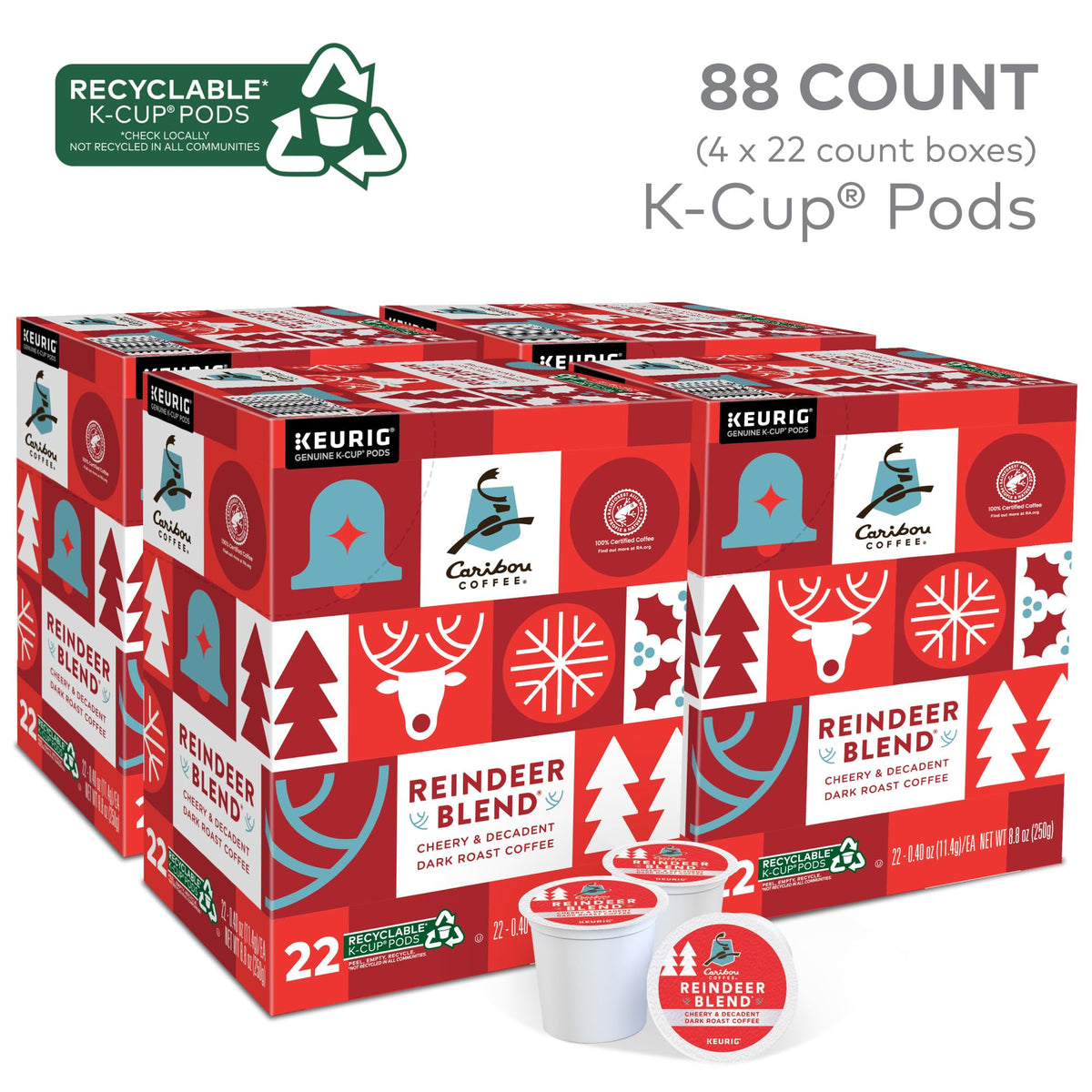 Caribou Coffee Reindeer Blend packaging highlighting seasonal gift appeal.