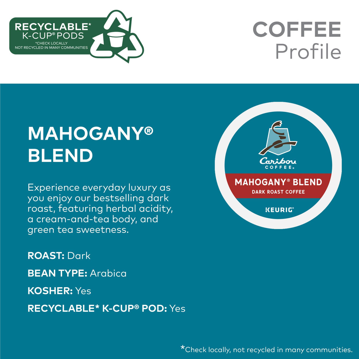 Caribou Coffee Variety Pack back—blend descriptions and brewing options