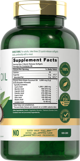 Carlyle Coconut Oil Softgel capsules close-up for simple swallowing