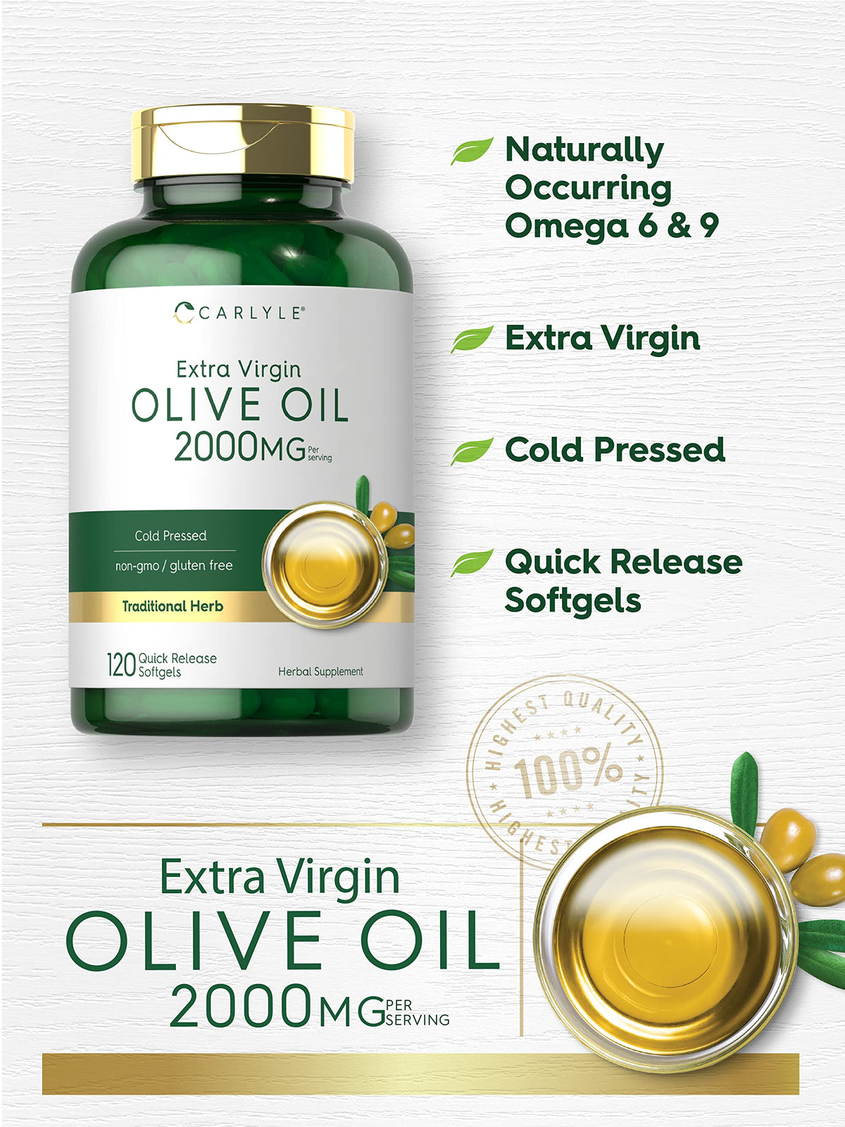 Pour shot of Carlyle Olive Oil in a meal setting for enrichment