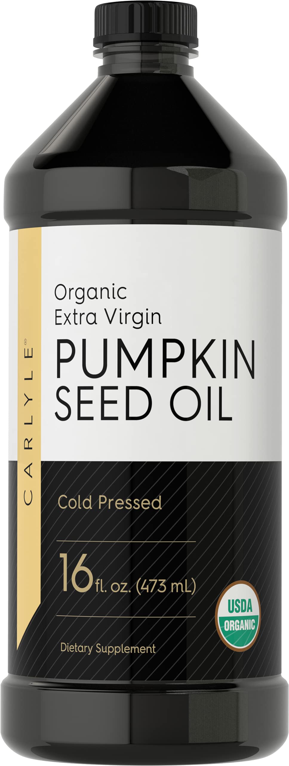 Carlyle Pumpkin Seed Oil bottle front with organic quality for versatile cooking and skincare.