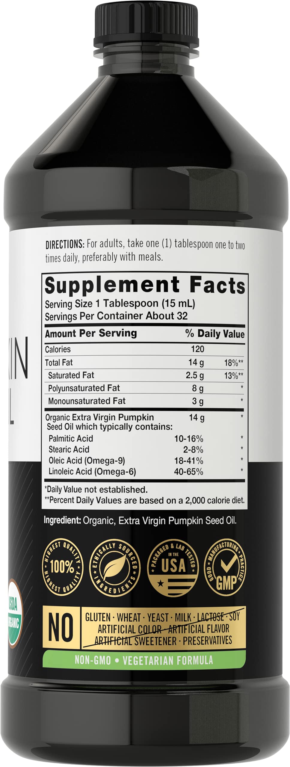 Carlyle Pumpkin Seed Oil bottle pour ideal for finishing dishes with a nutty note.