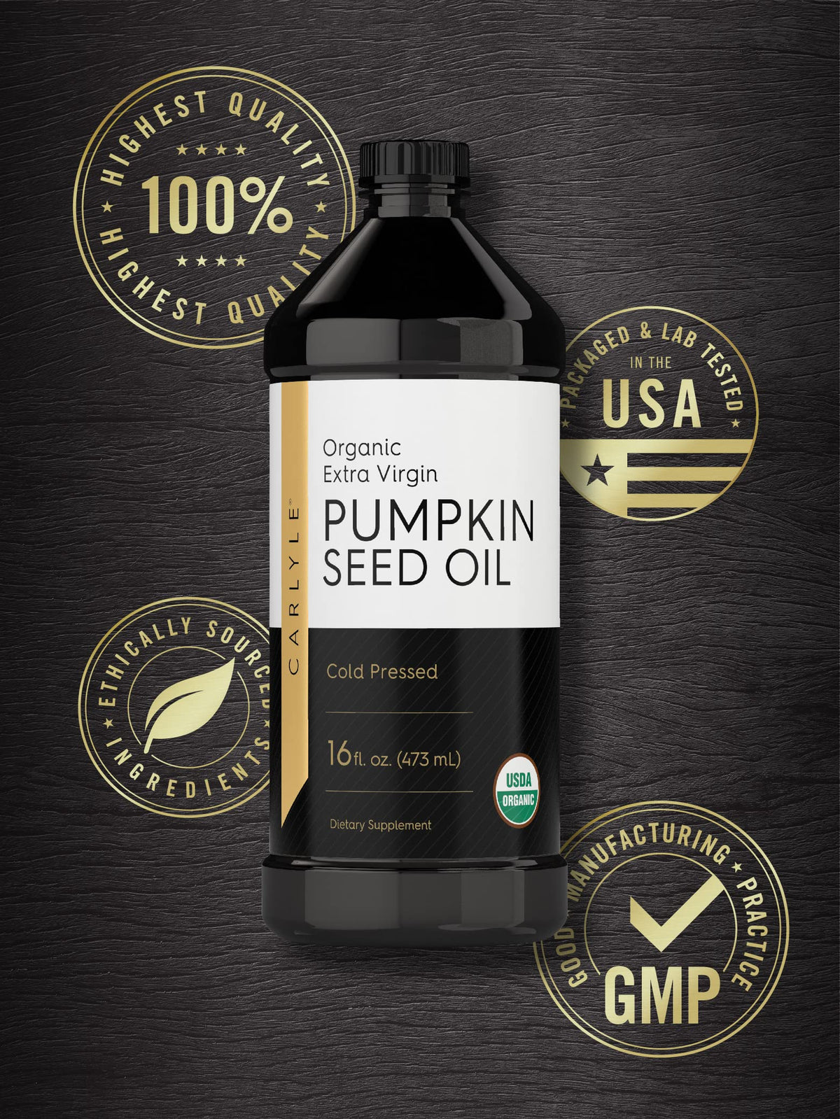 Carlyle Pumpkin Seed Oil cooking idea image suggests light sauté and dressings.