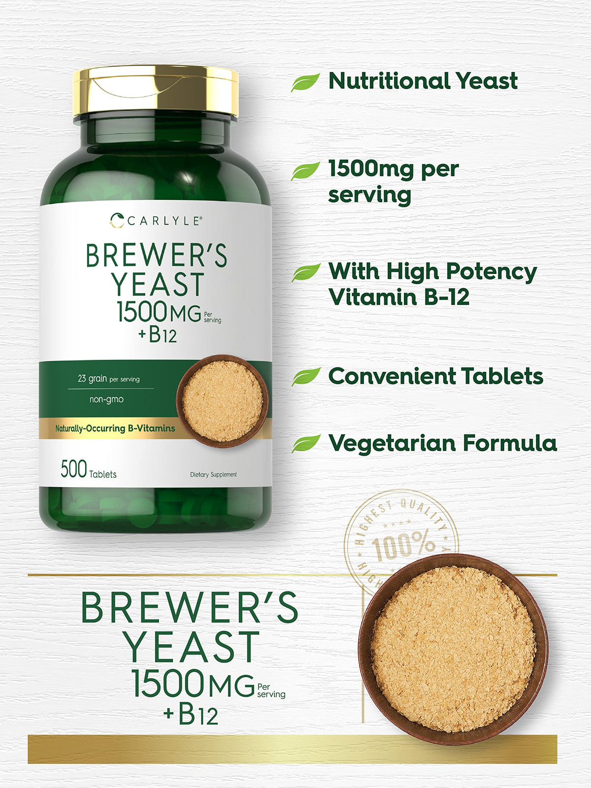 Carlyle Vegetarian formula tablets highlight plant-based supplement.