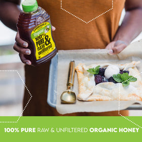 Carmichael's Honey jar closeup reveals unfiltered texture and nectar richness.