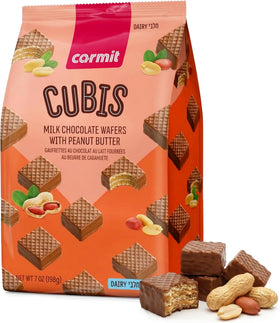 Carmit gluten free wafer cubes with peanut butter, a crisp quick snack