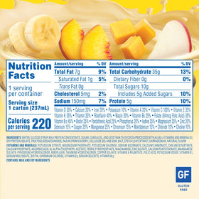 Carnation Breakfast Essentials Tropical smoothie bottle highlighting fruit and protein nutrition.