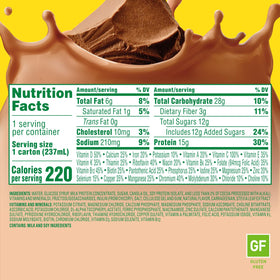 A glass of Carnation Breakfast Essentials High Protein with Fiber milk chocolate provides convenient protein on busy mornings