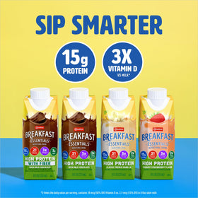Carnation Nutrition panel shows 15 g protein and 3 g fiber per serving for everyday balance