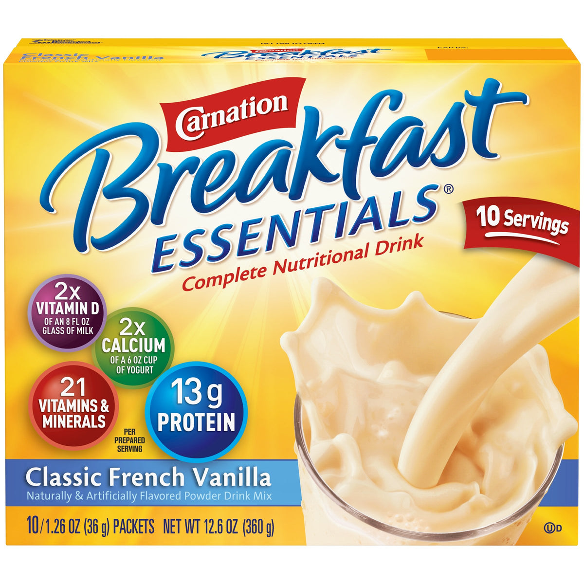 Carnation Breakfast Essentials Classic French Vanilla hero image showing a creamy, convenient breakfast option.