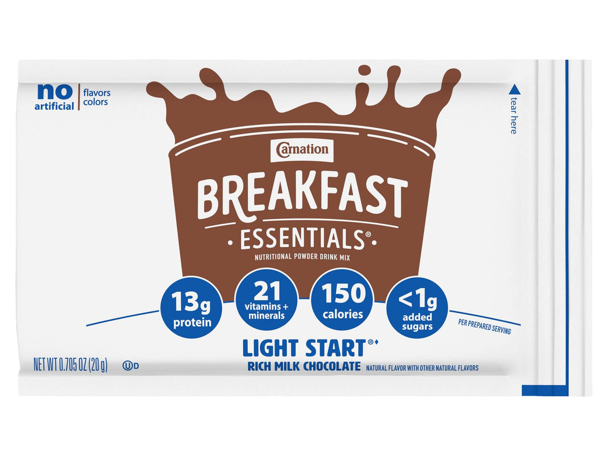 Carnation Breakfast Essentials Light Start mini meal snack for on-the-go nutrition.