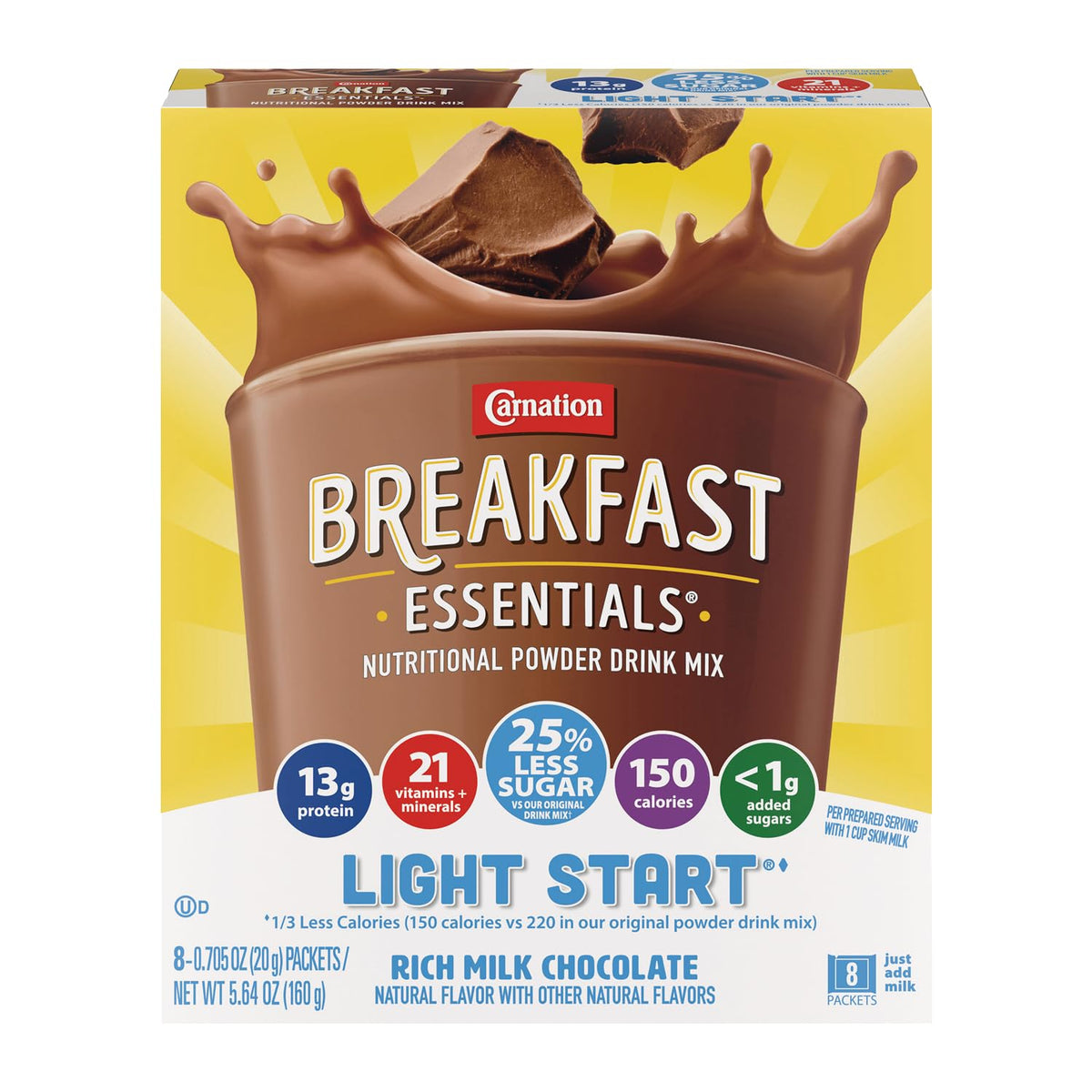 Carnation Breakfast Essentials Light Start powder dispenses easily for a quick morning boost.