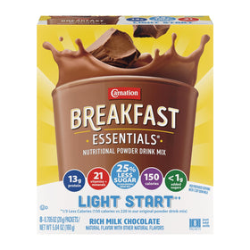 Carnation Breakfast Essentials Light Start powder dispenses easily for a quick morning boost.