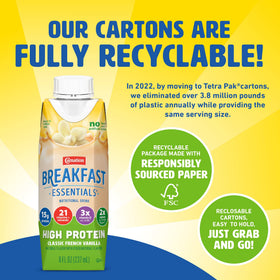 Carnation Breakfast Essentials no artificial flavors, colors, or sweeteners badge.