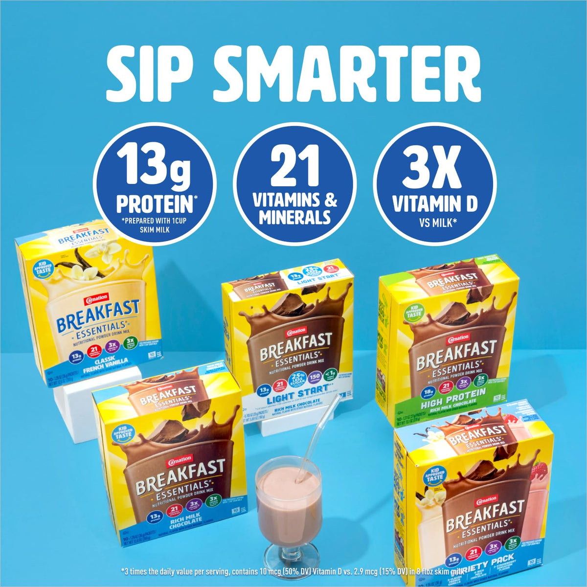 Carnation Breakfast Essentials six-pack of packets for on the go use