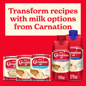 Pantry-stored Carnation dry milk for quick cooking.
