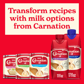 Opened Carnation evaporated milk carton stored in fridge preserves freshness.