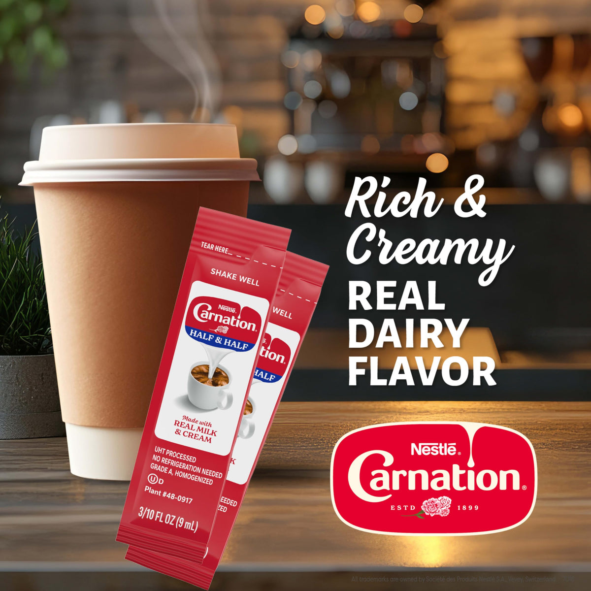 Close-up of Carnation half-and-half stick showing real dairy cream