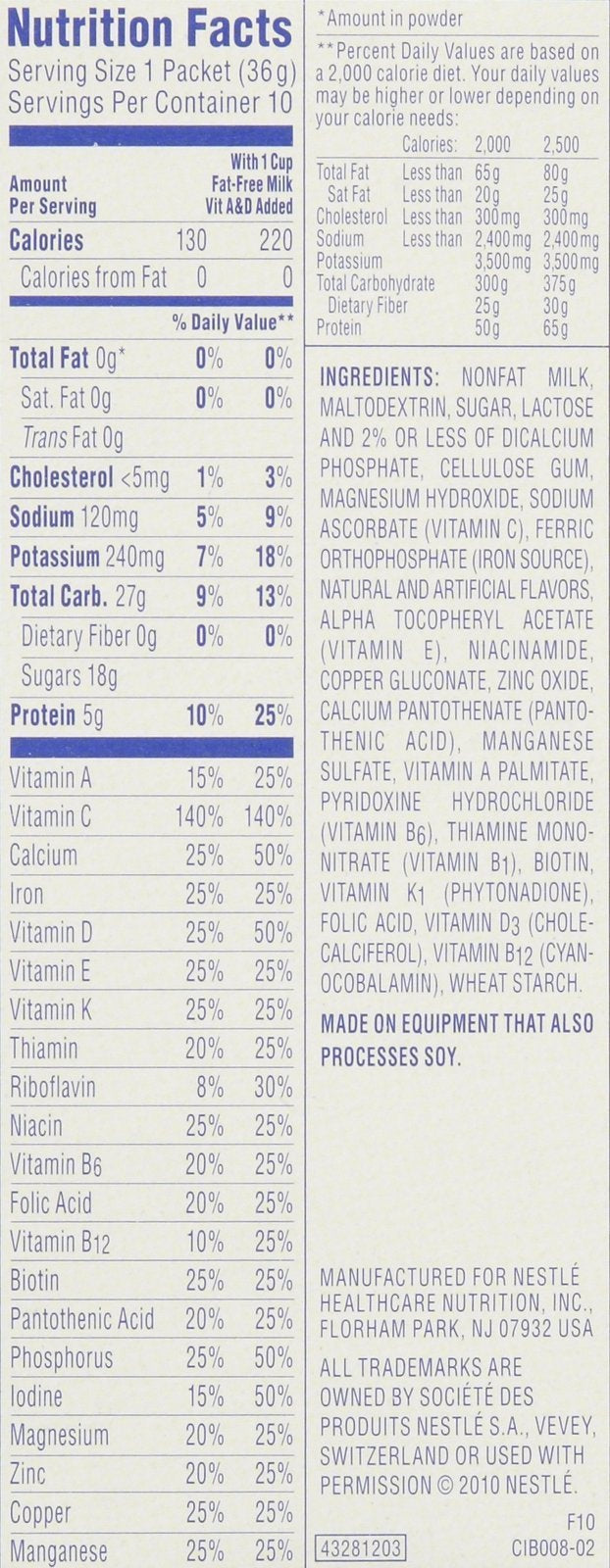 Carnation Instant Breakfast powder with vanilla shown in a glass highlighting creamy flavor and energy support