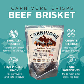 Carnivore Crisps grass-fed brisket slices close-up reveals rich texture and color