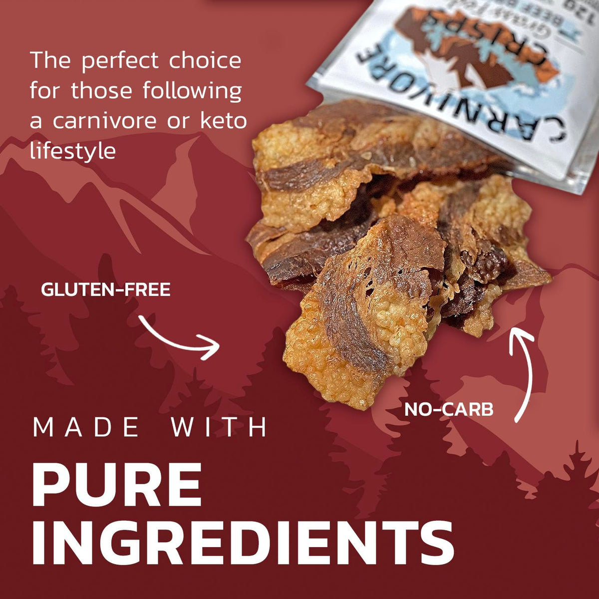 Carnivore Crisps nutrition facts underline zero sugar and zero carbs