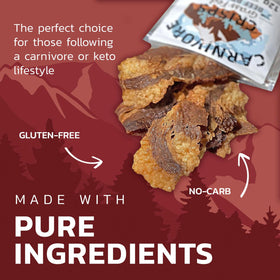 Carnivore Crisps nutrition facts underline zero sugar and zero carbs