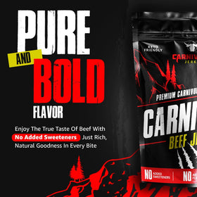Carnivore Electrolytes beef jerky close-up reveals lean texture and protein