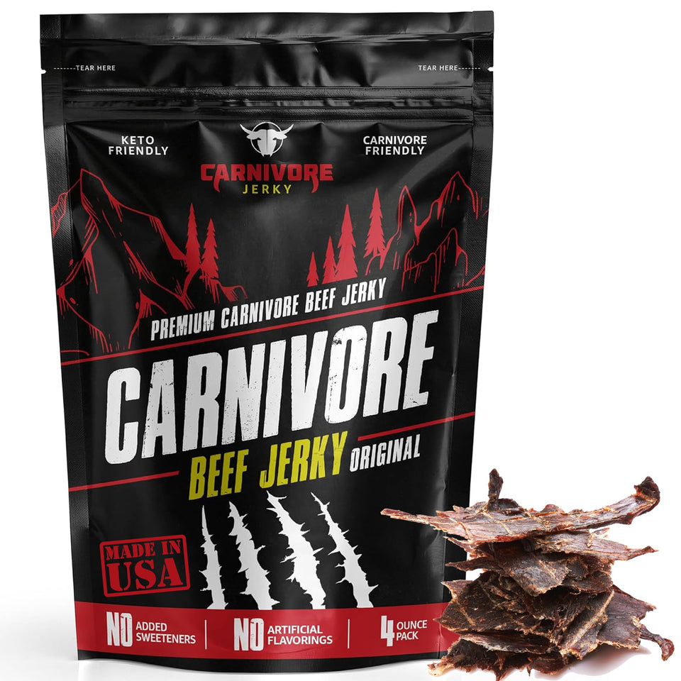 Carnivore Electrolytes beef jerky front pack, premium 3-ingredient snack