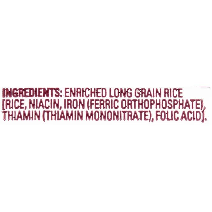 Nutrition label on Carolina Enriched Rice packaging highlights enrichment