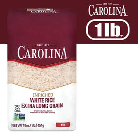 Close-up of Carolina Enriched Rice long grains in kitchen