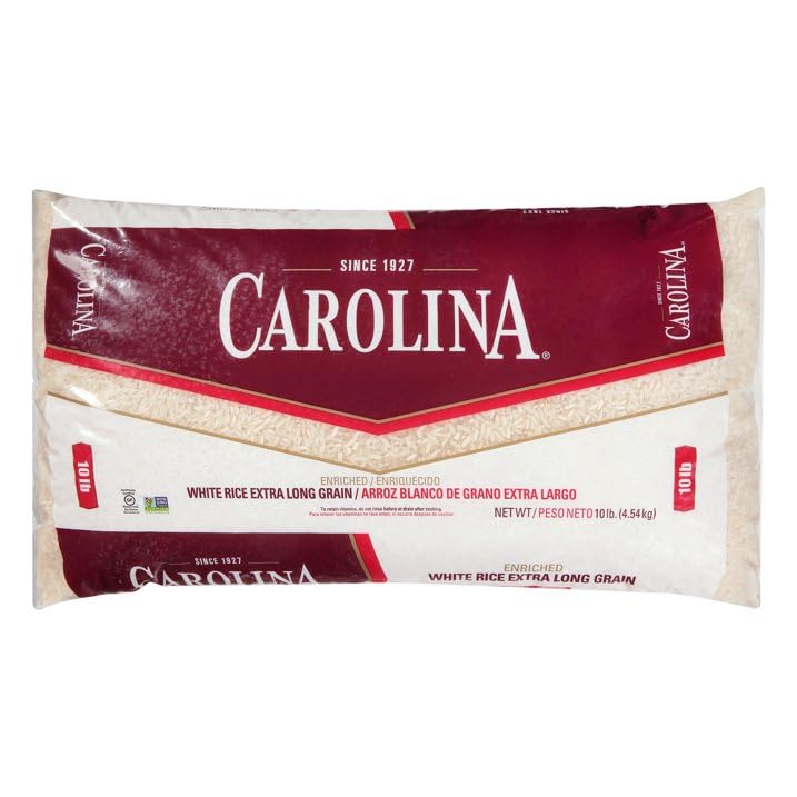 Carolina Enriched Rice label shows gluten-free claim and extra-long grains