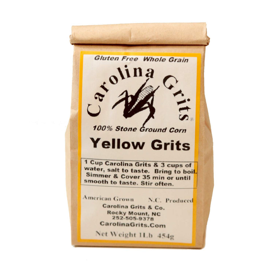 Carolina Grits yellow grits pack front highlighting whole grain goodness