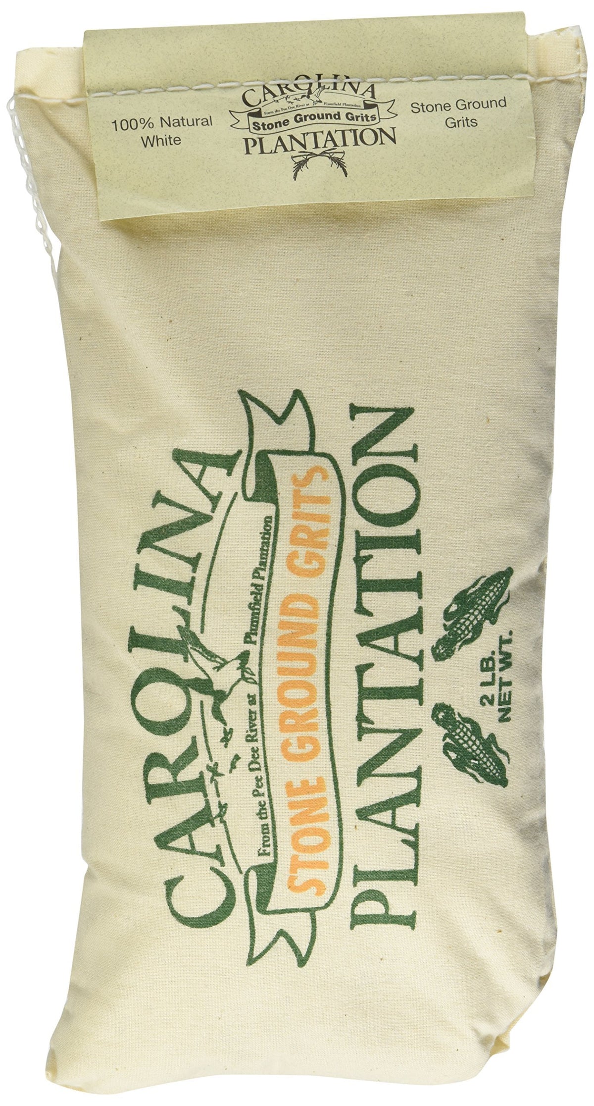 Carolina Plantation Stone Ground White Grits packaging shows a versatile pantry staple for Southern meals