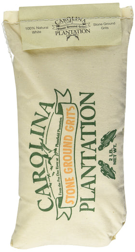 Carolina Plantation Stone Ground White Grits packaging shows a versatile pantry staple for Southern meals