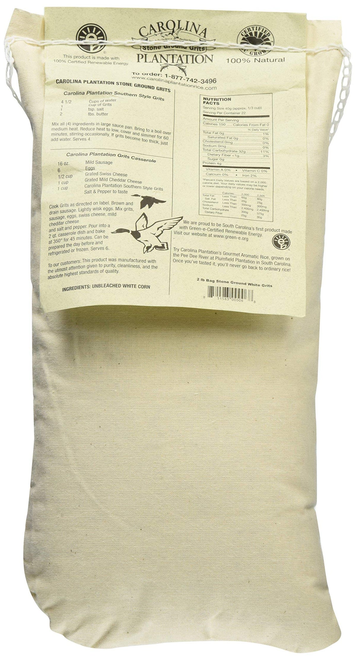 Close-up of Carolina Plantation White Grits texture highlighting fine grind for creamy servings