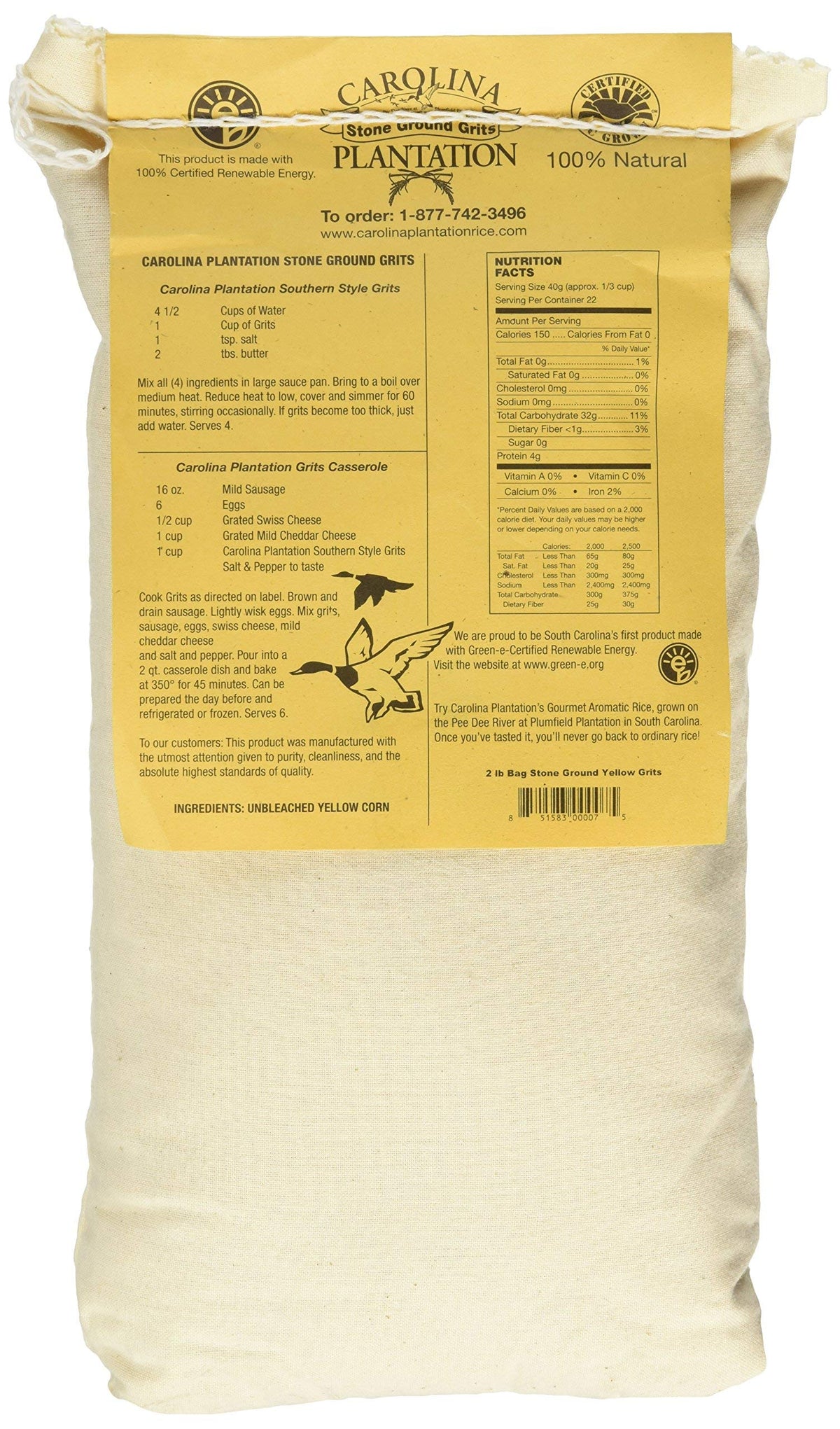 Carolina Plantation yellow grits texture, suggesting creamy, versatile dishes.