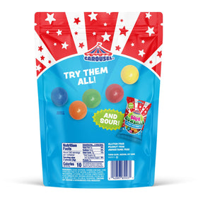 Carousel colorful mini gumballs display, great for classrooms and parties.