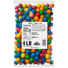 Carousel gumballs assorted 1-inch bag visible in a colorful display, ideal for refills and fun snacking