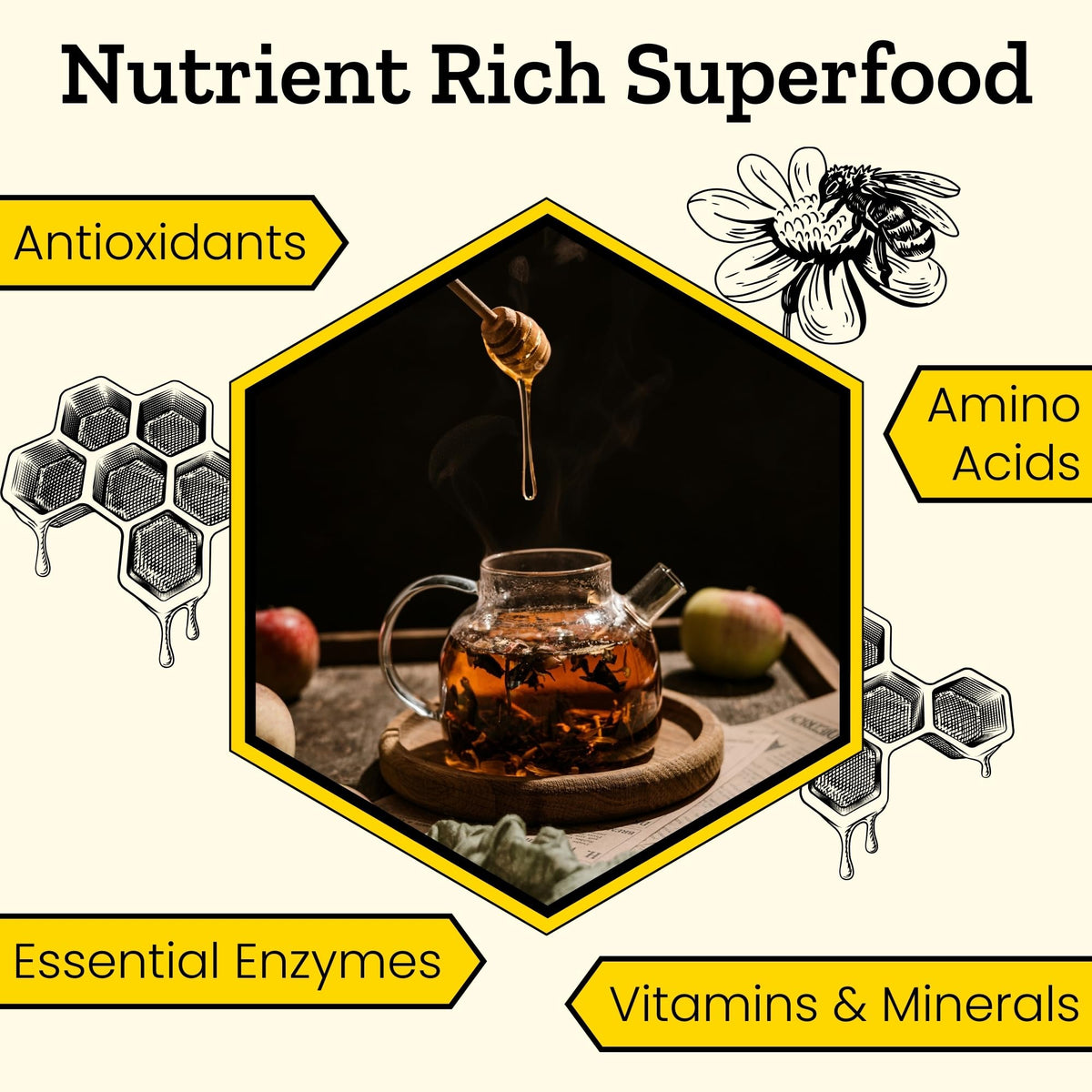 Carpathian Healer honey with tea, sweetening naturally for a comforting cup