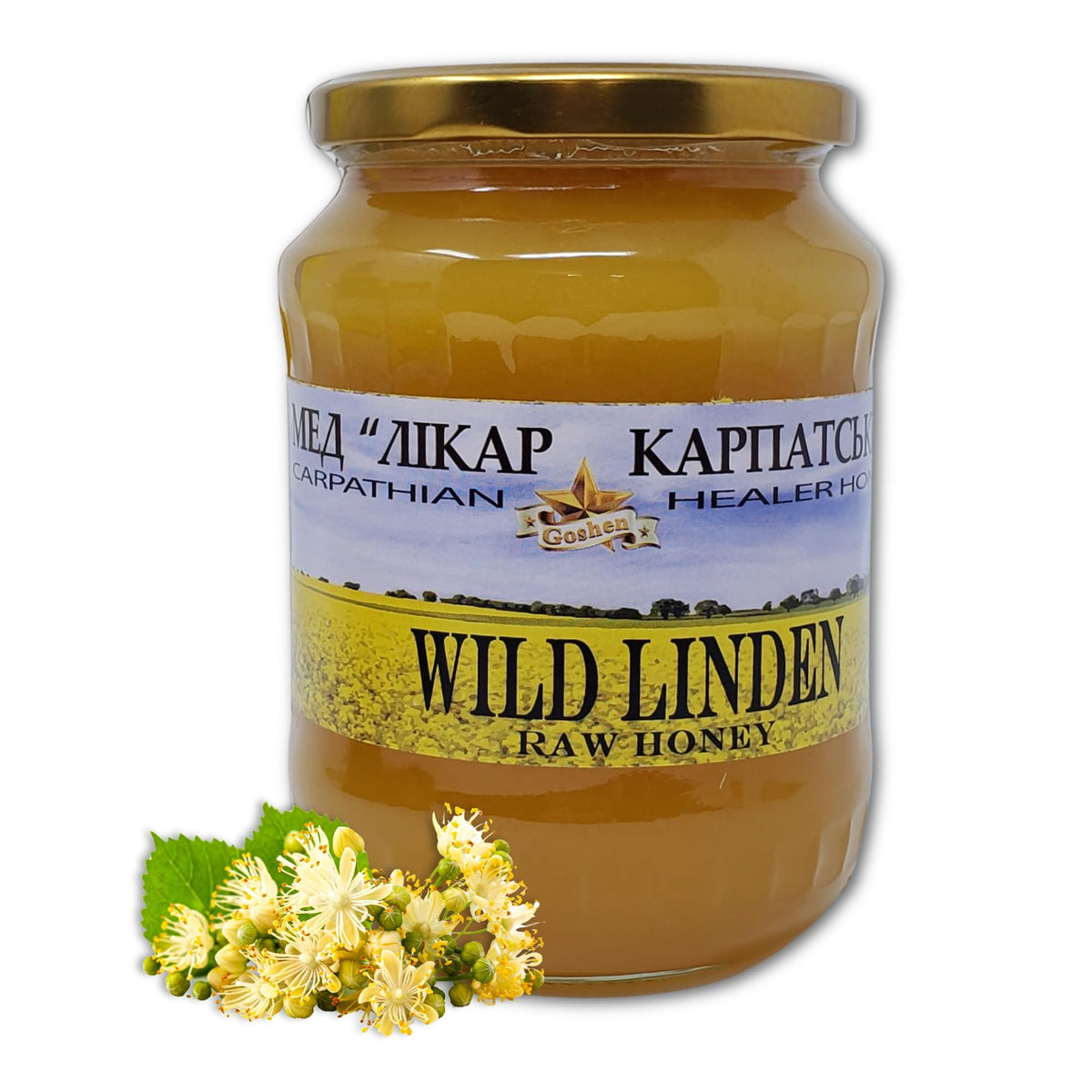 Carpathian Healer Wild Linden Honey jar shows pure, unfiltered sweetness ideal for tea.