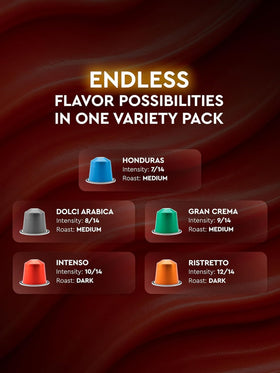 Carraro Intenso and Ristretto blends offer bold, spicy notes for robust shots