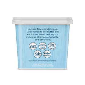 Carrington Farms ghee bottle pour demonstrating smooth texture for sautéing.