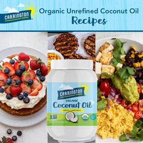 Carrington Farms coconut oil in a glass jar showcasing eco-friendly packaging.