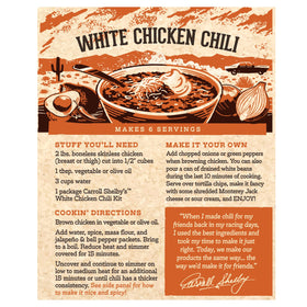 Carroll Shelby's Original Texas Brand chili seasoning packets with cayenne, masa flour for bold flavor.